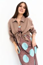 Комплект 2244 (платье, блуза) какао+голубой — изображение 2