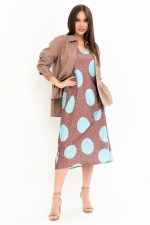 Комплект 2244 (платье, блуза) какао+голубой