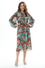 Платье 2302 коричневый+зеленый — изображение 2