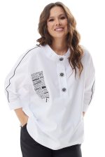 Комплект 2310 (блуза, брюки) белый+чёрный — изображение 2