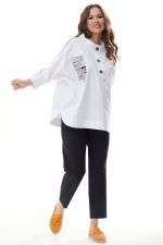 Комплект 2310 (блуза, брюки) белый+чёрный — изображение 4