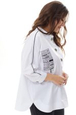 Комплект 2310 (блуза, брюки) белый+чёрный — изображение 5