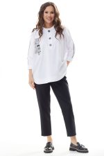 Комплект 2310 (блуза, брюки) белый+чёрный