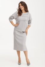Костюм 2381 (блуза, юбка) серый