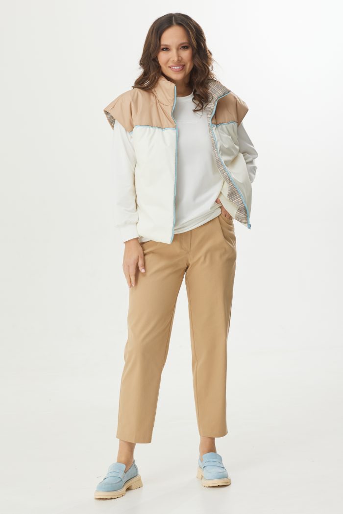 Комплект 2389 (жилет, джемпер, брюки) бежевый. — изображение 7