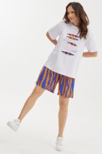 Костюм 2438 (футболка, шорты) белый+синий+оранж — изображение 3