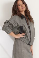 Комплект 2539 (бомбер, юбка) серый — изображение 4