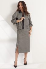 Комплект 2539 (бомбер, юбка) серый — изображение 2