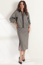 Комплект 2539 (бомбер, юбка) серый