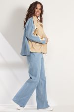 Комплект 2540 (куртка, брюки) бежевый+голубой — изображение 4