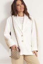 Комплект 2543 (жакет, брюки) молочный+бежевый — изображение 4